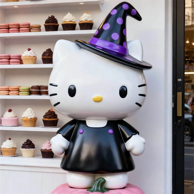 Halloween Hello Kitty Fiberglass Sculpture | Dessert Shop / Mall Mascot, Holiday Photo Prop — view 2