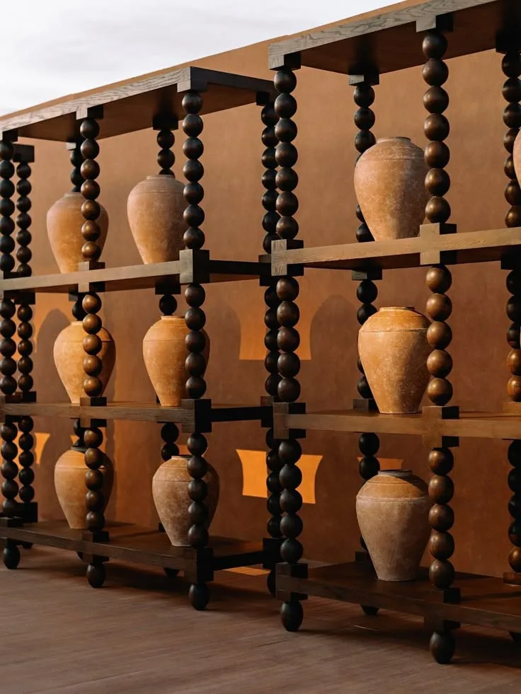Handmade Bobbin Wood Display Shelving Unit