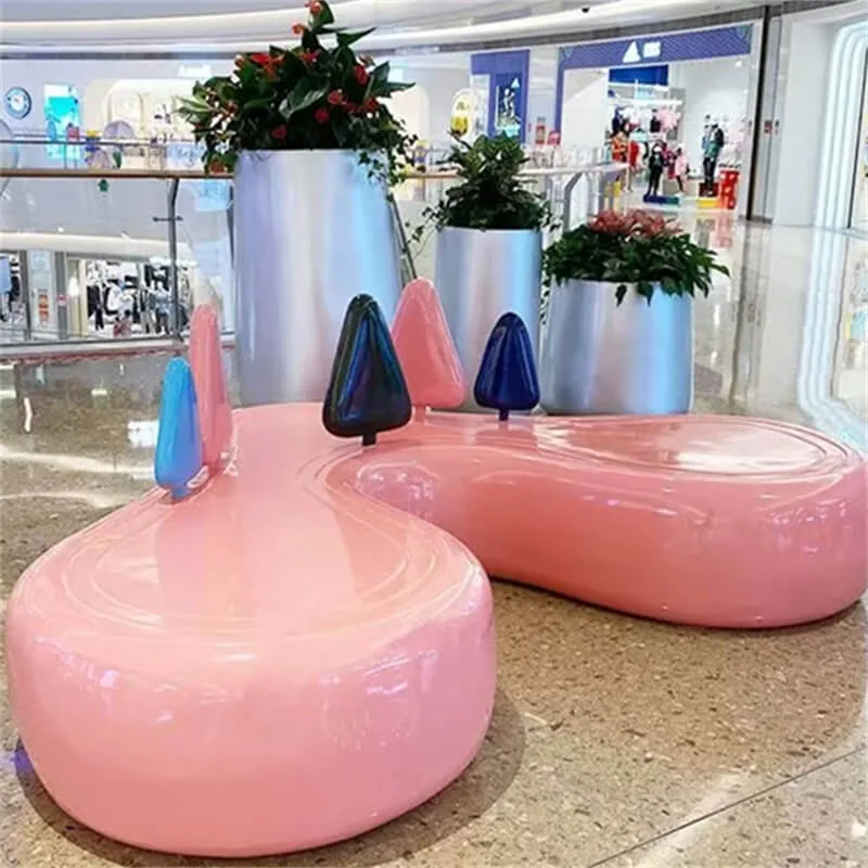 Heart-Shaped Creative Fiberglass Bench – Internet-Famous Leisure Seat for Shopping Malls & Art Decor Bench for Outdoor Public Spaces — view 4