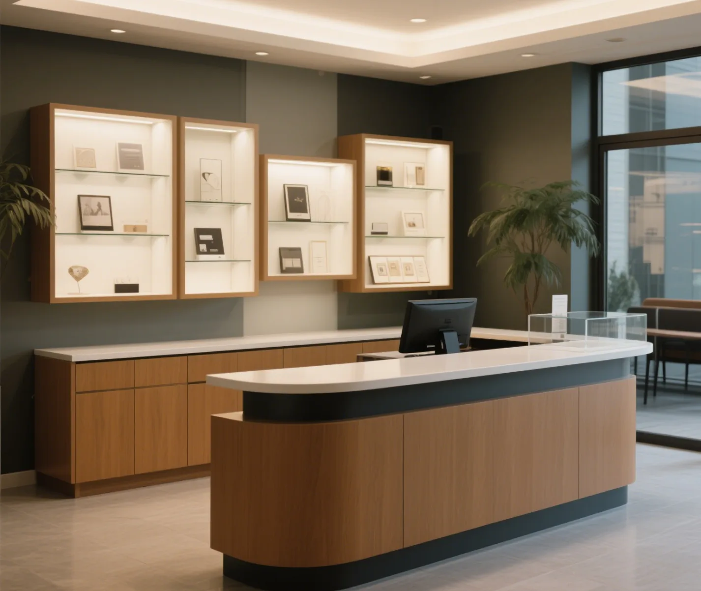 High-end artificial stone countertop office reception desk customization hotel reception desk — view 3