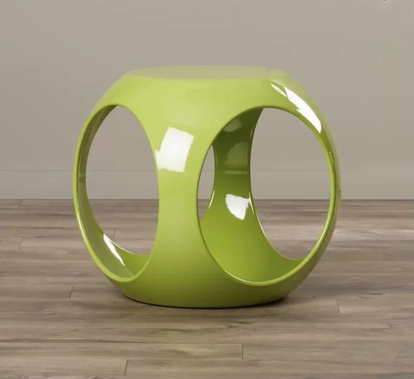 Hollow Cube FRP Side Table with Gloss Finish for Modern Living Room Decor — view 4