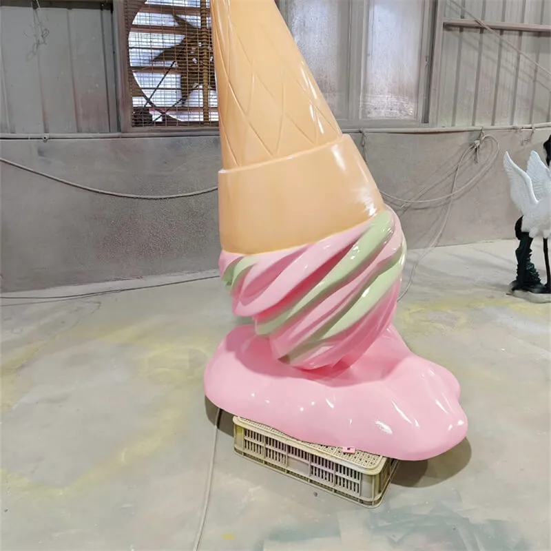 Ice Cream Sculpture, FRP Material, Dessert Shop Entrance Ornament, Giant Melting Cone Sculpture, Viral Outdoor Check-in Art Piece — view 4