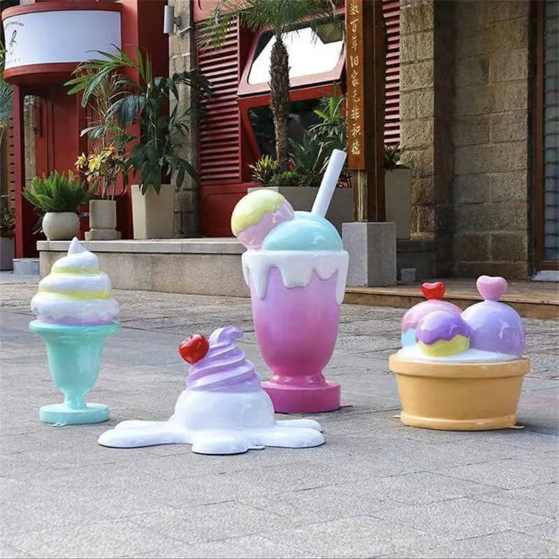 Ice Cream Sculpture, FRP Material, Outdoor Dessert Shop Ornament, Mall Decor Fake Sweet Statue, Viral Photo Spot Decoration — view 3
