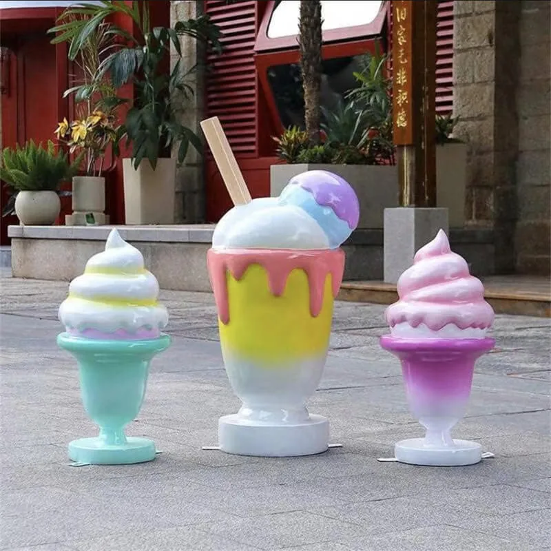 Ice Cream Sculpture, FRP Material, Outdoor Dessert Shop Ornament, Mall Decor Fake Sweet Statue, Viral Photo Spot Decoration — view 4