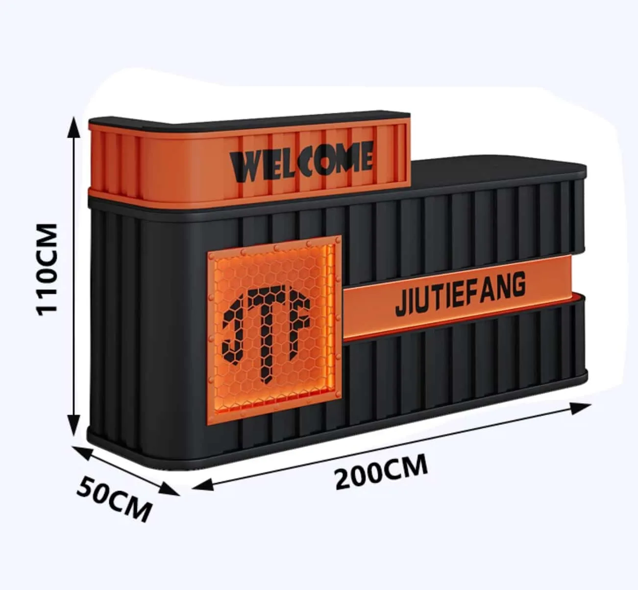 Industrial Gym Reception Desk – Commercial Container-Style Front Desk, Small Workstation, Iron Bar Counter & Cashier Stand — view 6