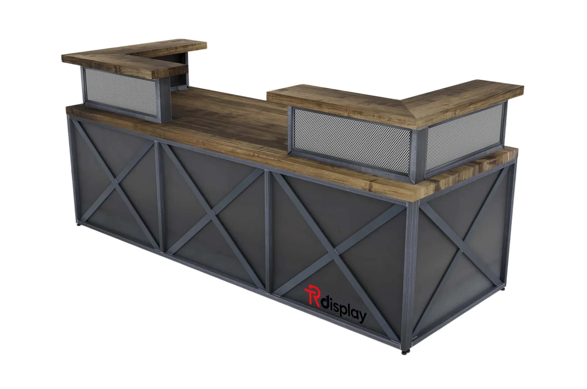 Industrial Reception Desk with Transaction Counter | 72″W x 30″D | by Benson Display — view 3