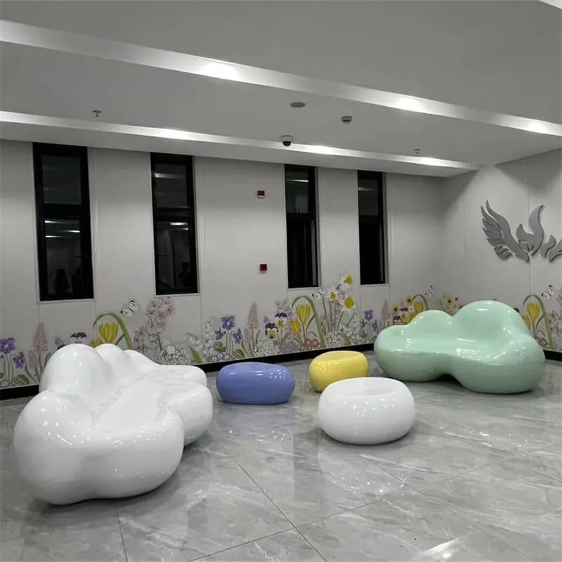 Internet-Famous Fiberglass Cloud Bench Complete Set – Macaron Waiting Seat For Mall Maternal Stores & Kids Playgrounds — view 3