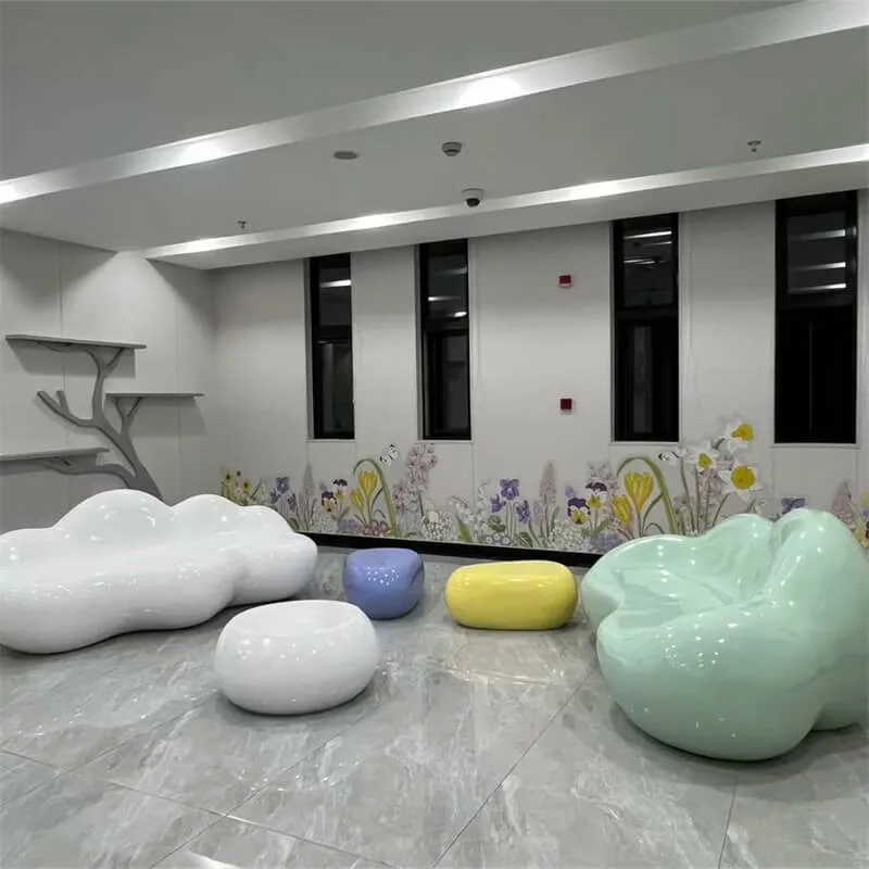 Internet-Famous Fiberglass Cloud Bench Complete Set – Macaron Waiting Seat For Mall Maternal Stores & Kids Playgrounds — view 4