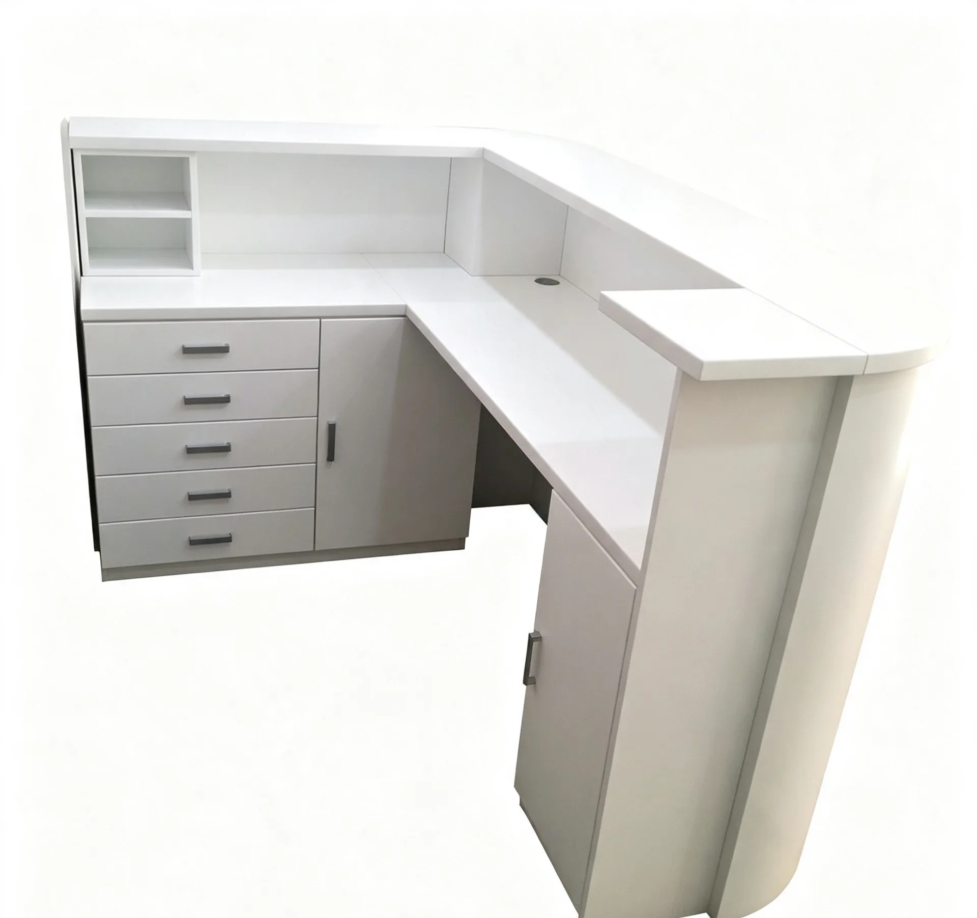 L‑Shape Curved Front Retail Checkout Counter with Drawer Storage for Retail Stores — view 3