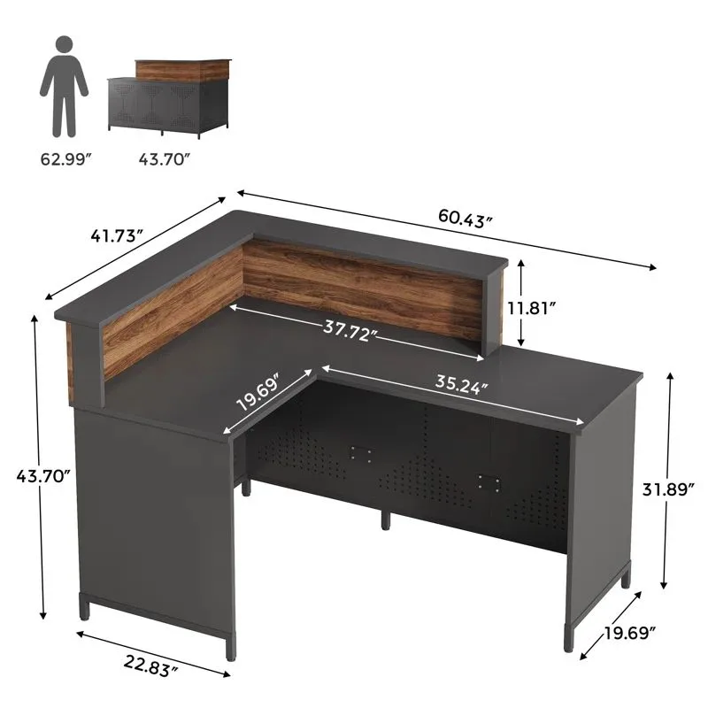 L-Shaped Industrial Reception Desk / Checkout Counter