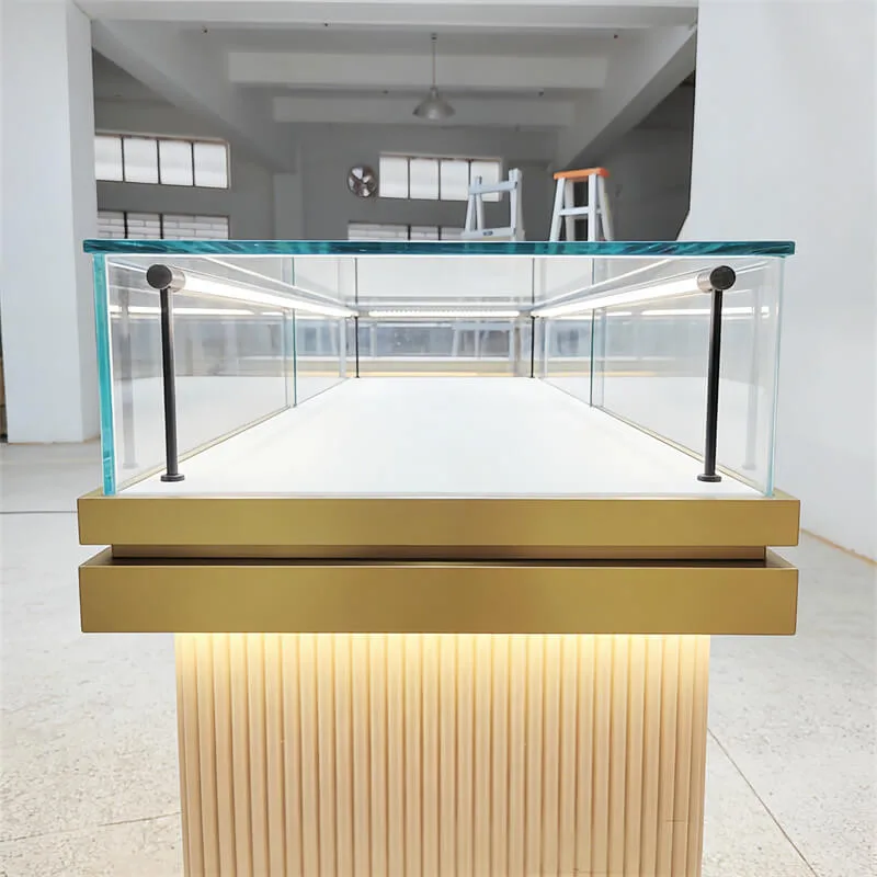 L-Shaped Jewelry Store Display Counter – Luxury Showcase with LED Lighting & Lockable Drawers Design — view 4