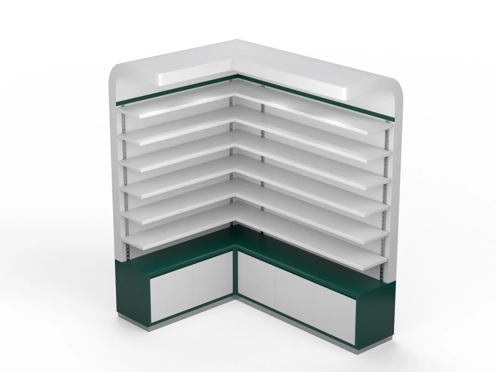 L Shaped Medical Grade Pharmacy Shelf with Storage Cabinet — product detail 1