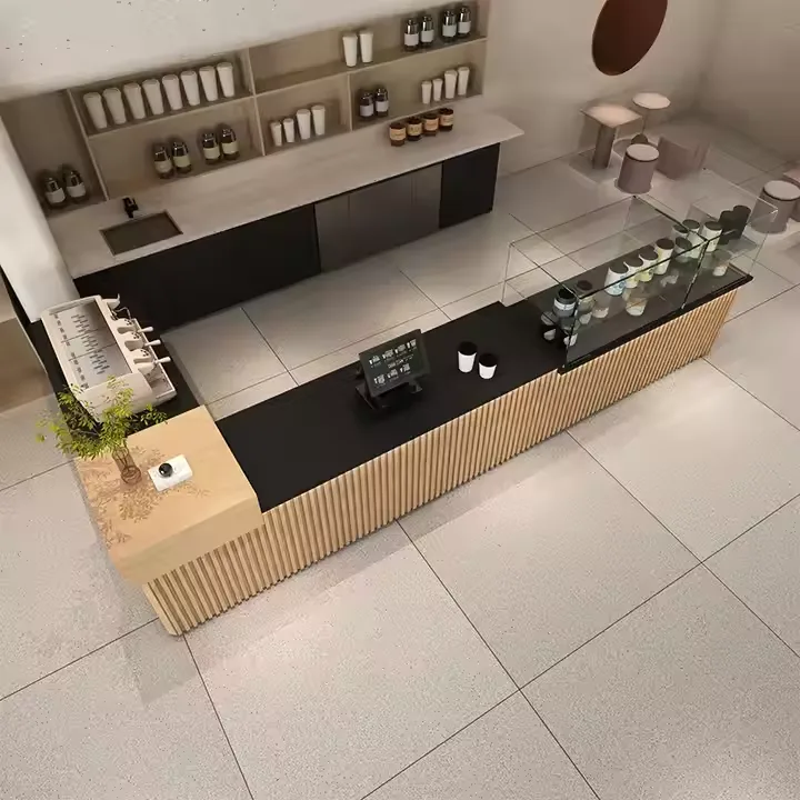 L-shaped reception counter Bar front desk cashier for sale — view 3