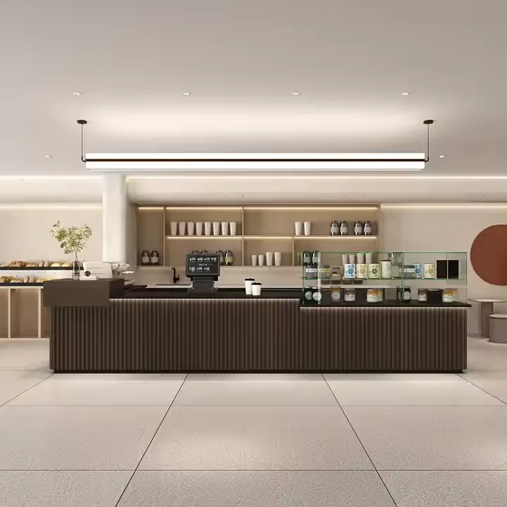 L-shaped reception counter Bar front desk cashier for sale — view 4