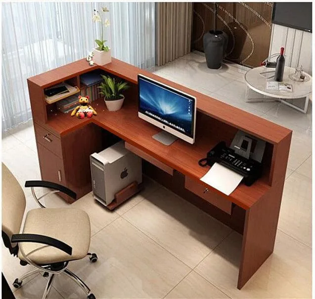 L-shaped wooden reception desk & custom efficient desk for sale — view 3
