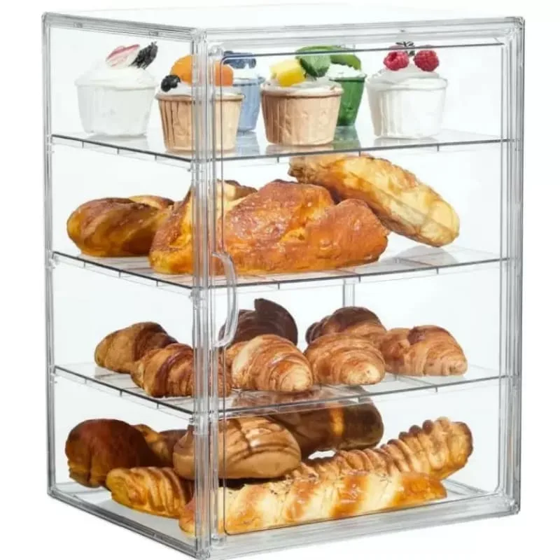 Large Capacity Clear Acrylic Multi-Tier Countertop Commercial Pastry Bread Display Case — view 2