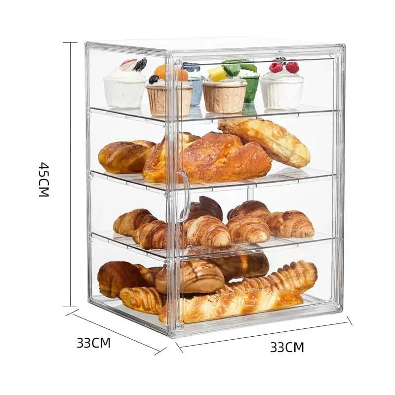 Large Capacity Clear Acrylic Multi-Tier Countertop Commercial Pastry Bread Display Case — view 5