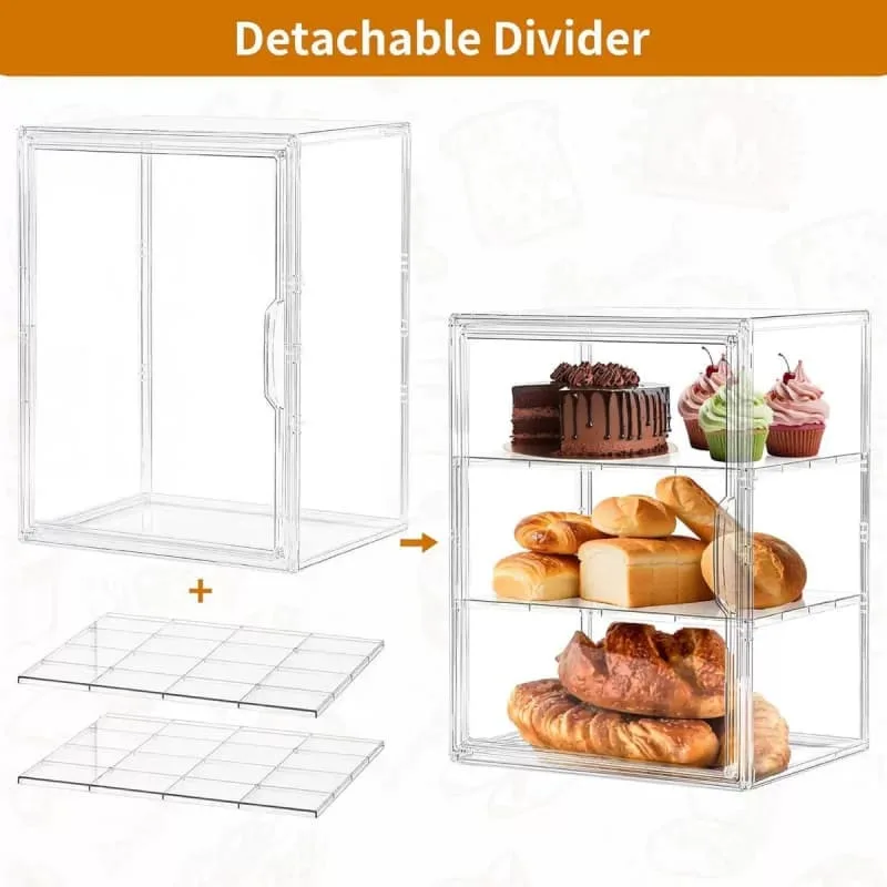 Large Capacity Clear Acrylic Multi-Tier Countertop Commercial Pastry Bread Display Case — product detail 1