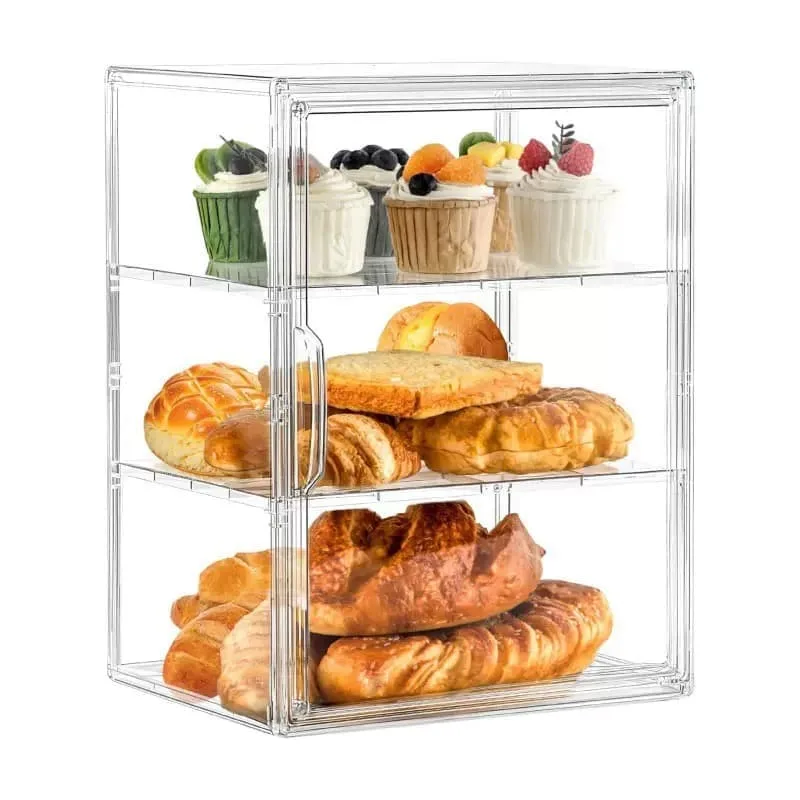 Large Capacity Clear Acrylic Multi-Tier Countertop Commercial Pastry Bread Display Case
