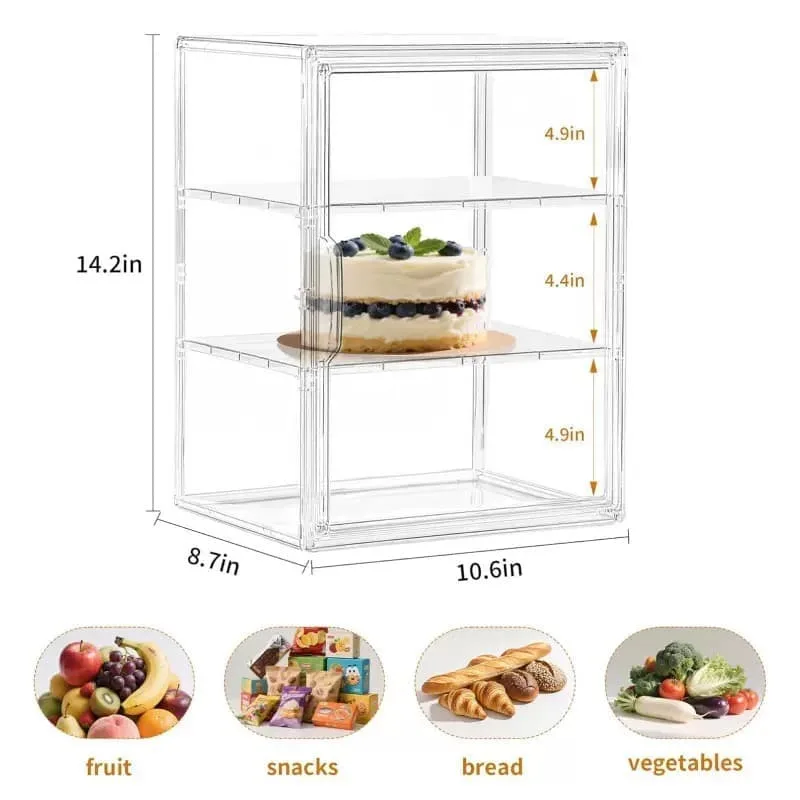 Large Capacity Clear Acrylic Multi-Tier Countertop Commercial Pastry Bread Display Case — view 6
