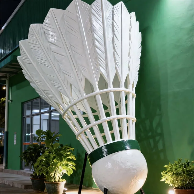 Large Fiberglass Badminton Sculpture | Sports Venue Outdoor Landscape Badminton Sculpture | Custom Sports-Themed Badminton Decor — view 2
