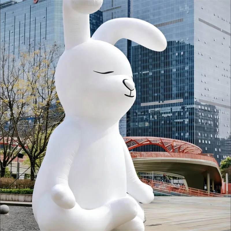 Large Outdoor Fiberglass Rabbit Sculpture | Commercial Plaza IP Art Rabbit Statue | Mall Photo Spot Installation — view 3