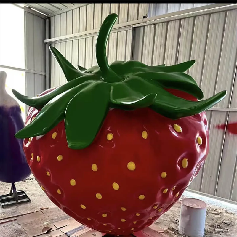 Large Realistic Strawberry FRP Sculpture | Outdoor Farm Photo Spot Prop | Fruit Shop / Milk Tea Shop Traffic Booster | Park Landscape Decora — view 3