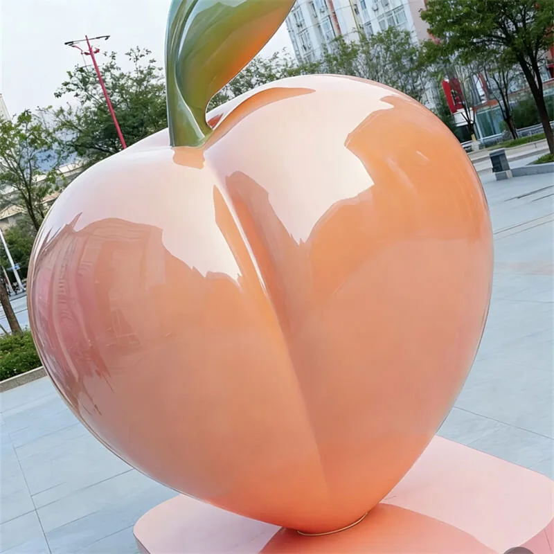 Large-scale Simulation Peach Fiberglass Sculpture for Outdoor Squares, Parks & Internet-famous Decoration, Ideal for Fruit Shops and Milk Te — view 3