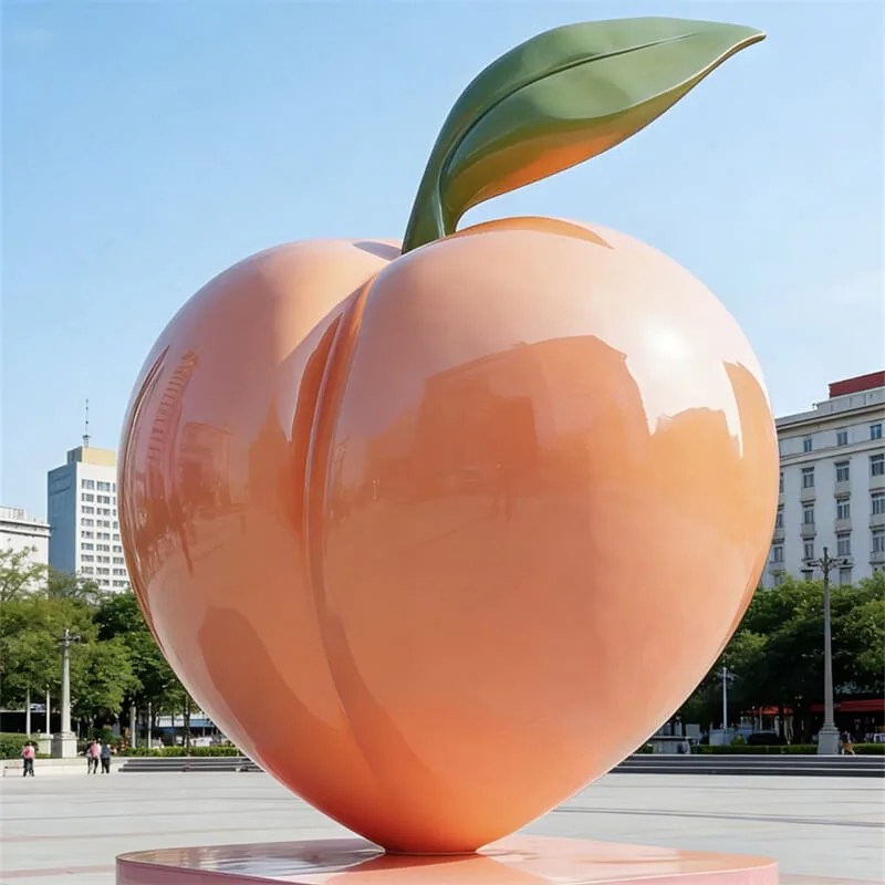 Large-scale Simulation Peach Fiberglass Sculpture for Outdoor Squares, Parks & Internet-famous Decoration, Ideal for Fruit Shops and Milk Te — view 4