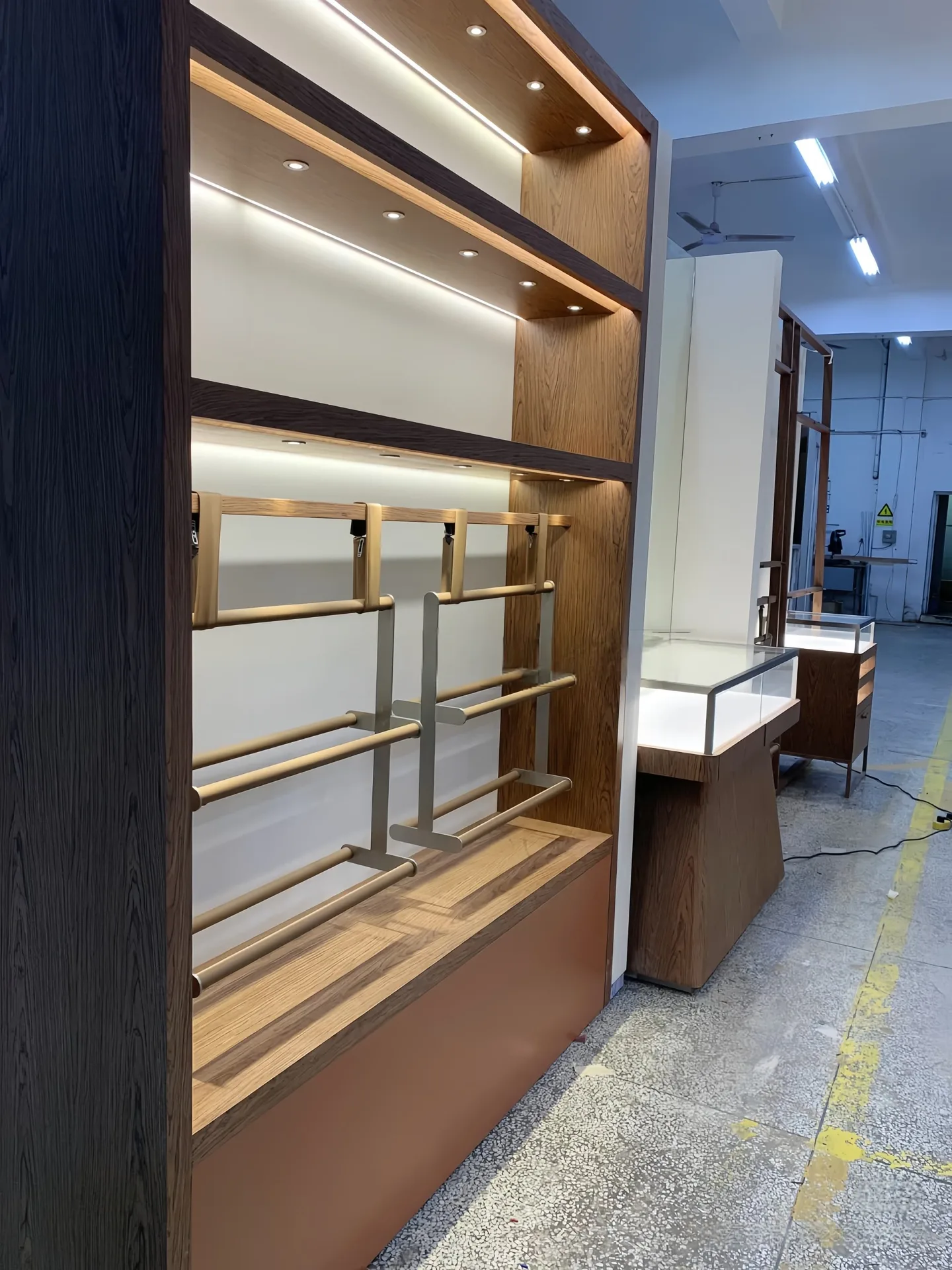 Layered Rod Wooden Jewelry Display Cabinet With LED Lights — view 3