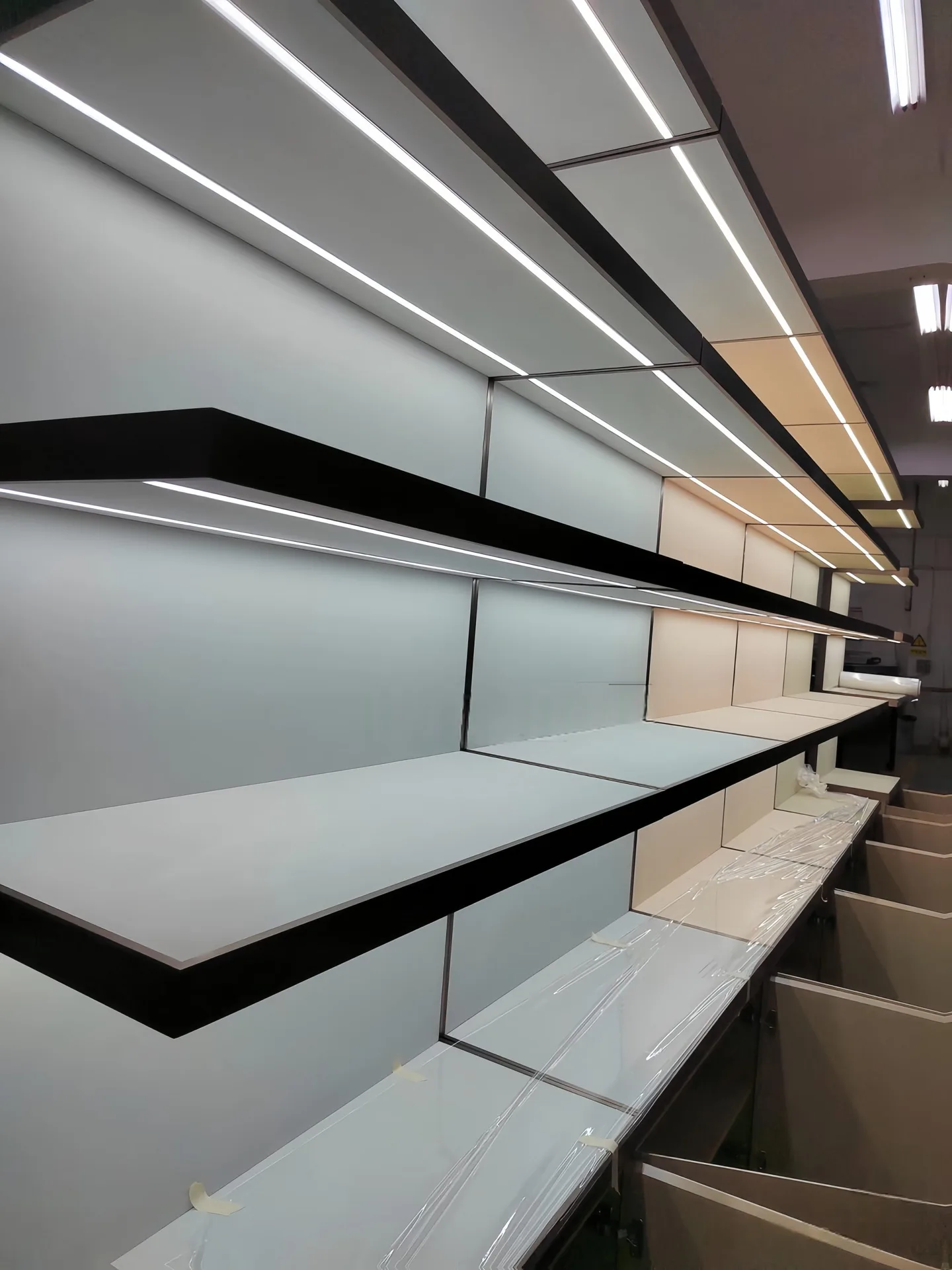 Leather Upholstered LED Wall Jewelry Back Display Cabinet | Custom Retail Showcase — view 3