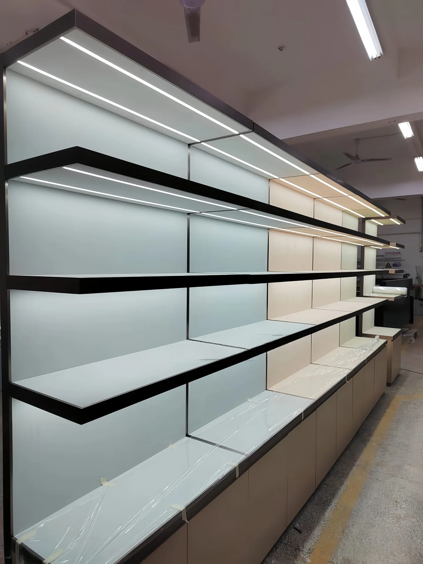 Leather Upholstered LED Wall Jewelry Back Display Cabinet | Custom Retail Showcase — view 4