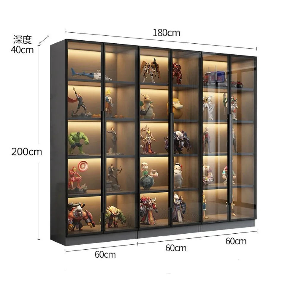 LEGO Display Cabinet Gift Shelf: Transparent Glass Home Display Cabinet with Light Strip — view 6