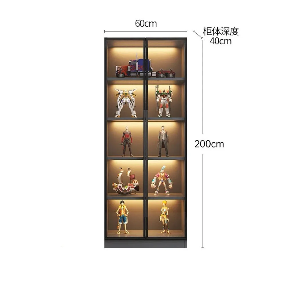 LEGO Display Cabinet Gift Shelf: Transparent Glass Home Display Cabinet with Light Strip — view 3