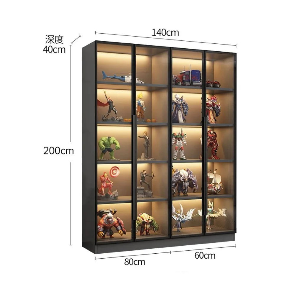LEGO Display Cabinet Gift Shelf: Transparent Glass Home Display Cabinet with Light Strip — view 4