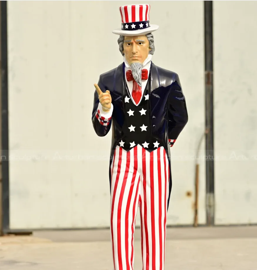 Life Size FRP Uncle Sam Statue US Flag Outfit for Patriotic Store Plaza Decor