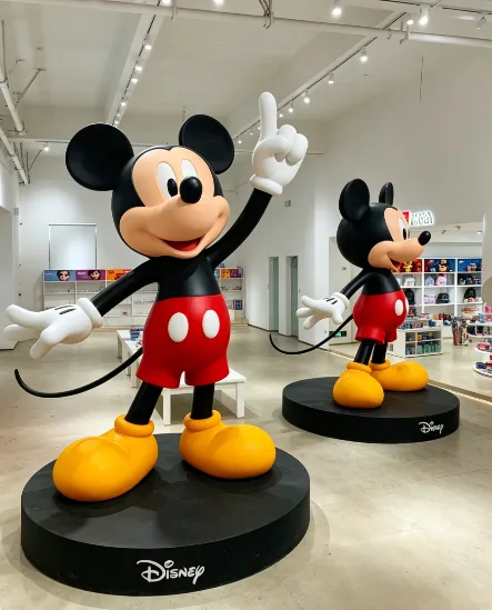 Life Size Mickey Mouse Fiberglass Sculpture Classic Cartoon Character Statue Glossy Colorful Art Display — view 2