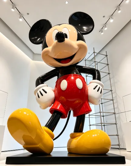 Life Size Mickey Mouse Fiberglass Sculpture Classic Cartoon Character Statue Glossy Colorful Art Display
