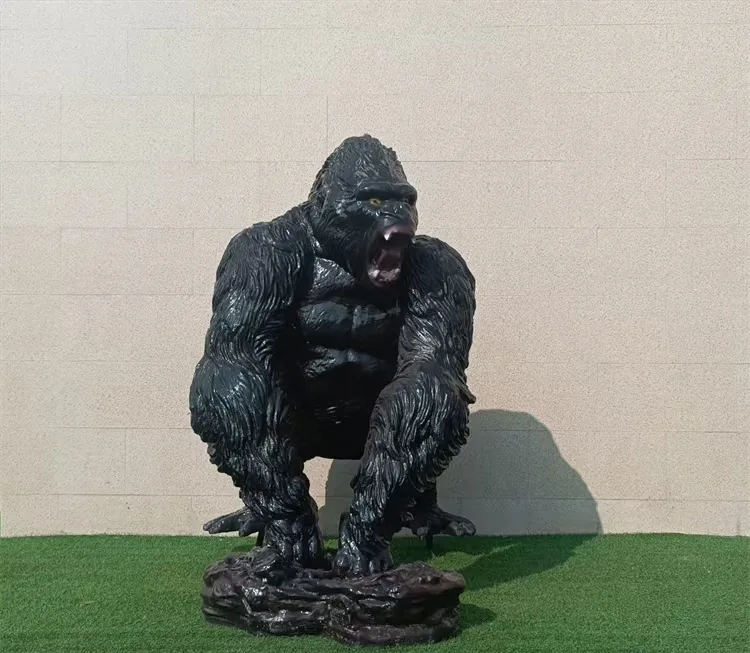 Lifesize Gorilla Fiberglass Statue For Wildlife Park & Movie Block Landscaping — view 4
