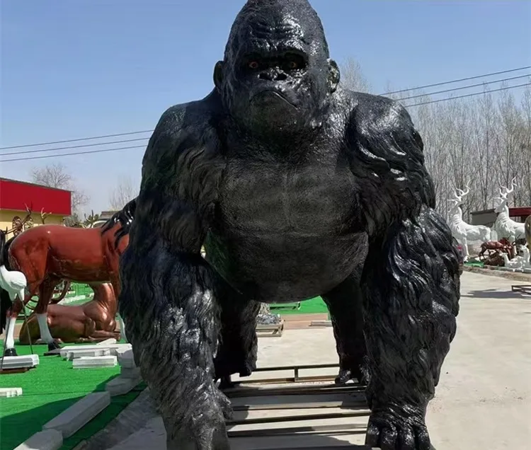 Lifesize Gorilla Fiberglass Statue For Wildlife Park & Movie Block Landscaping — view 5
