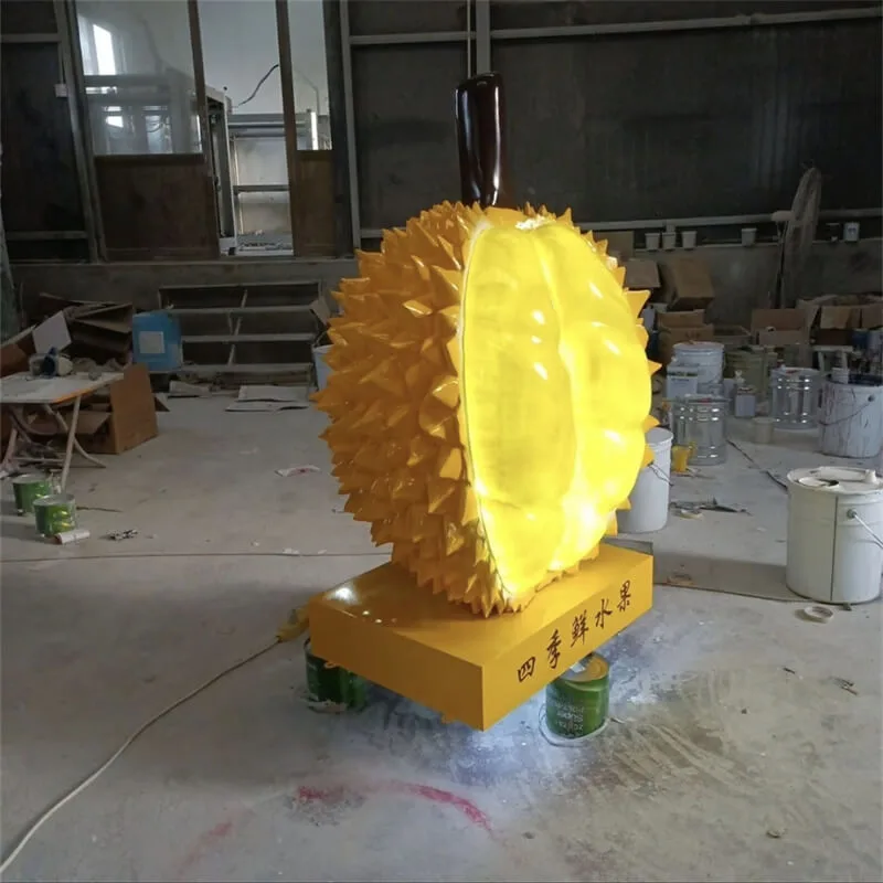 Light Up Durian Fiberglass Sculpture | Fruit Shop Night Market Photo Spot Outdoor Decor — view 2