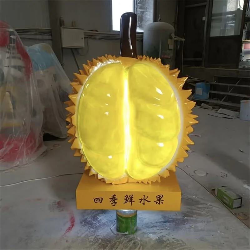 Light Up Durian Fiberglass Sculpture | Fruit Shop Night Market Photo Spot Outdoor Decor