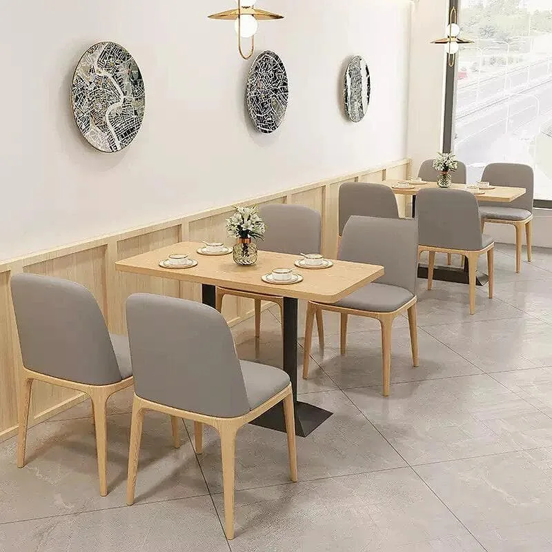 Light Wood Gray Cushioned Booth Tables For Cafe Bistro Fast Food Shop Use — view 3