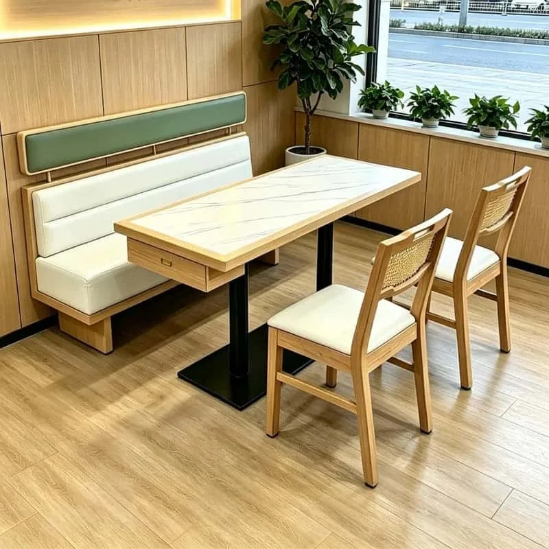 Light Wood Sage Green Commercial Restaurant Booths For Modern Casual Dining Spaces — view 5
