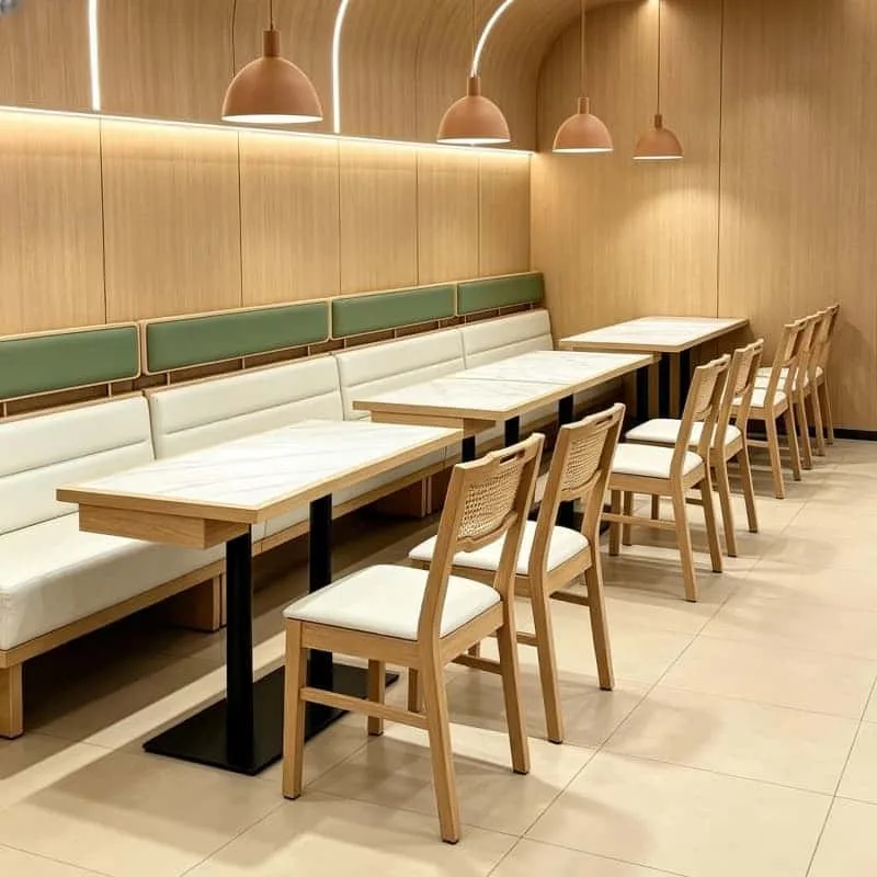 Light Wood Sage Green Commercial Restaurant Booths For Modern Casual Dining Spaces — view 3