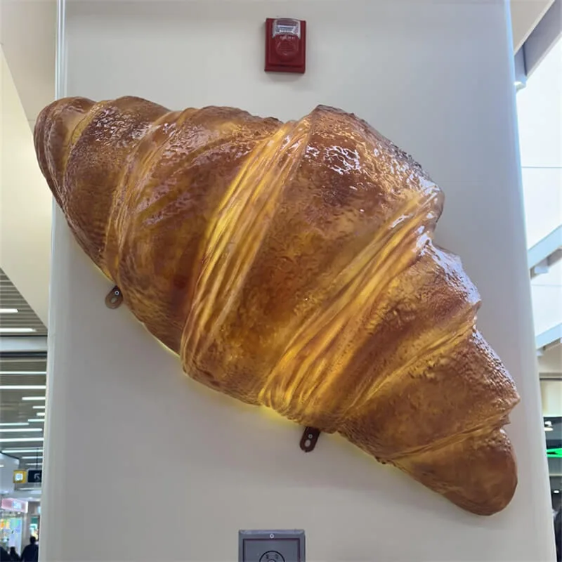 Lighted FRP Croissant Sculpture | Food-Themed Decor for Bakeries & Malls