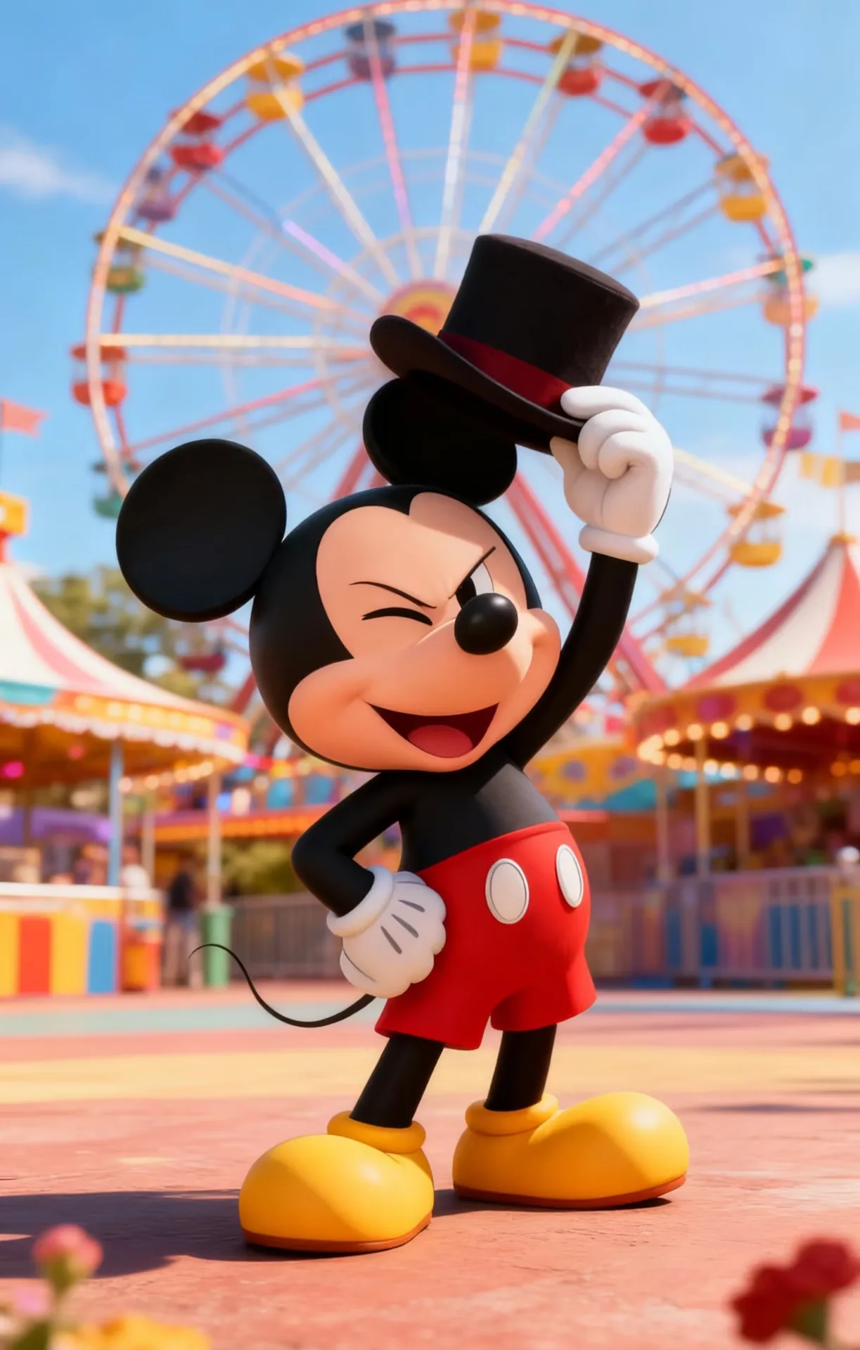 Lively Mickey Mouse Fiberglass Sculpture for Themed Spaces