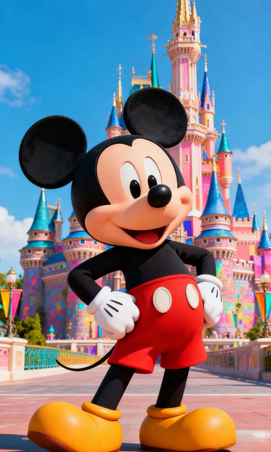 Lively Multi-Pose Mickey Mouse Fiberglass Sculpture for All Venues