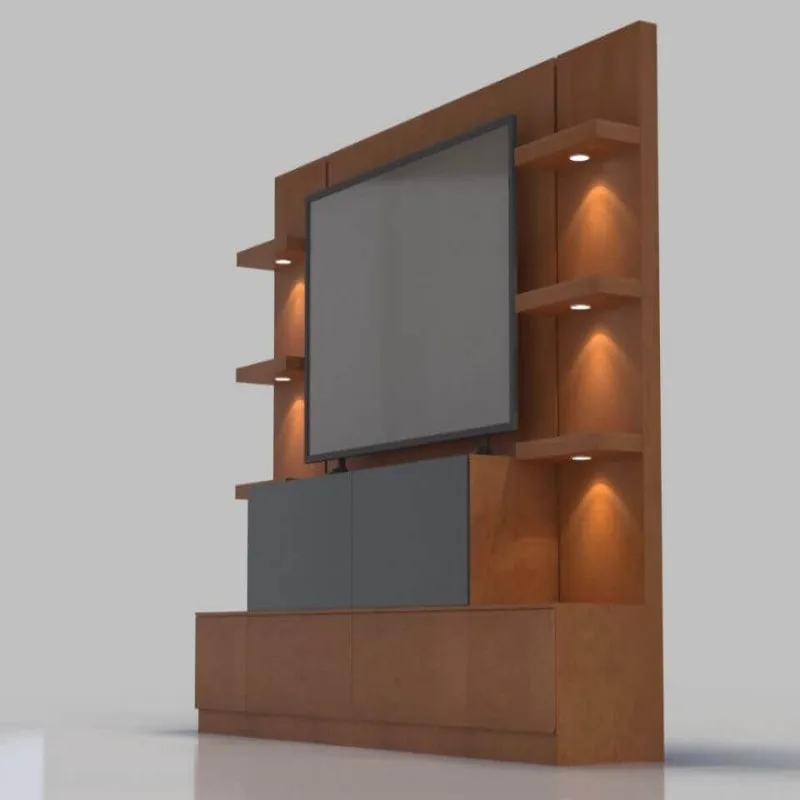 Living room TV cabinet Solid wood veneer TV display cabinet — view 3