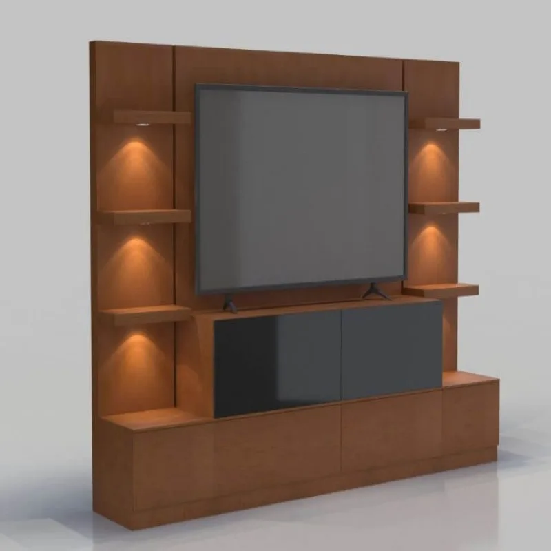 Living room TV cabinet Solid wood veneer TV display cabinet — view 4